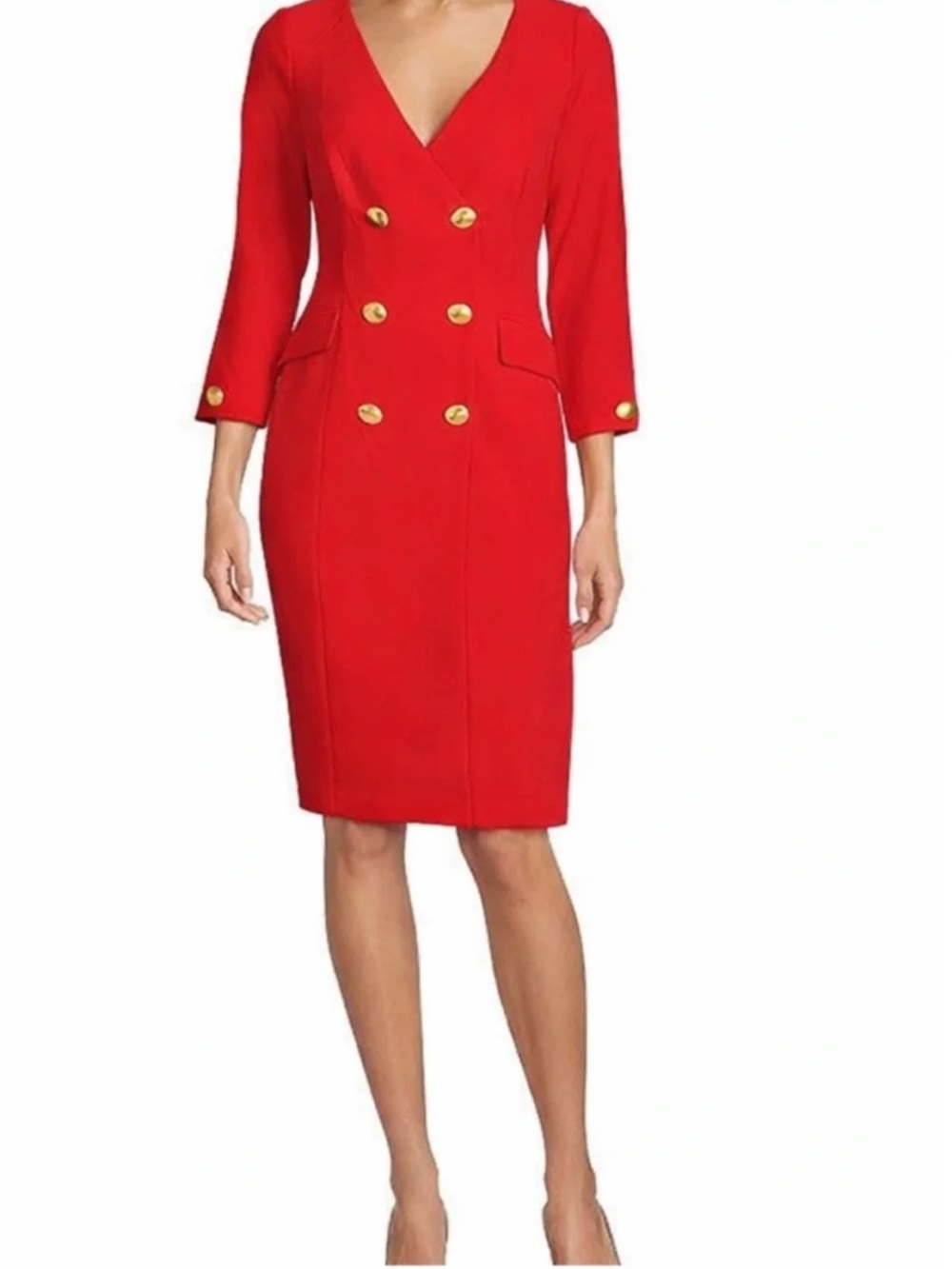 NWT Donna Karan Cady Crepe V-Neck 3/4 Sleeve Jacket Dress Sz 8 - Picture 3 of 10